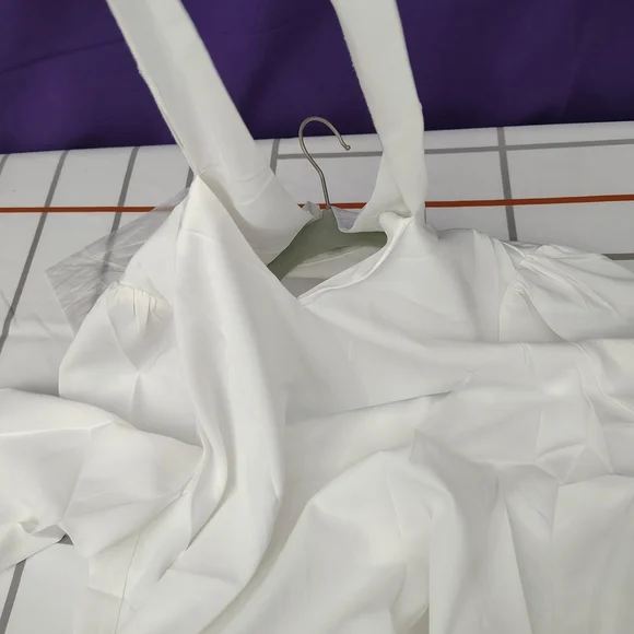 White Long Sleeve Bow Tie Neck Blouse - Picture 7 of 8